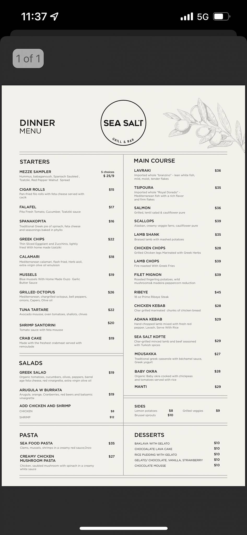 Menu At Sea Salt Nyc Pub Bar New York City 1st Ave