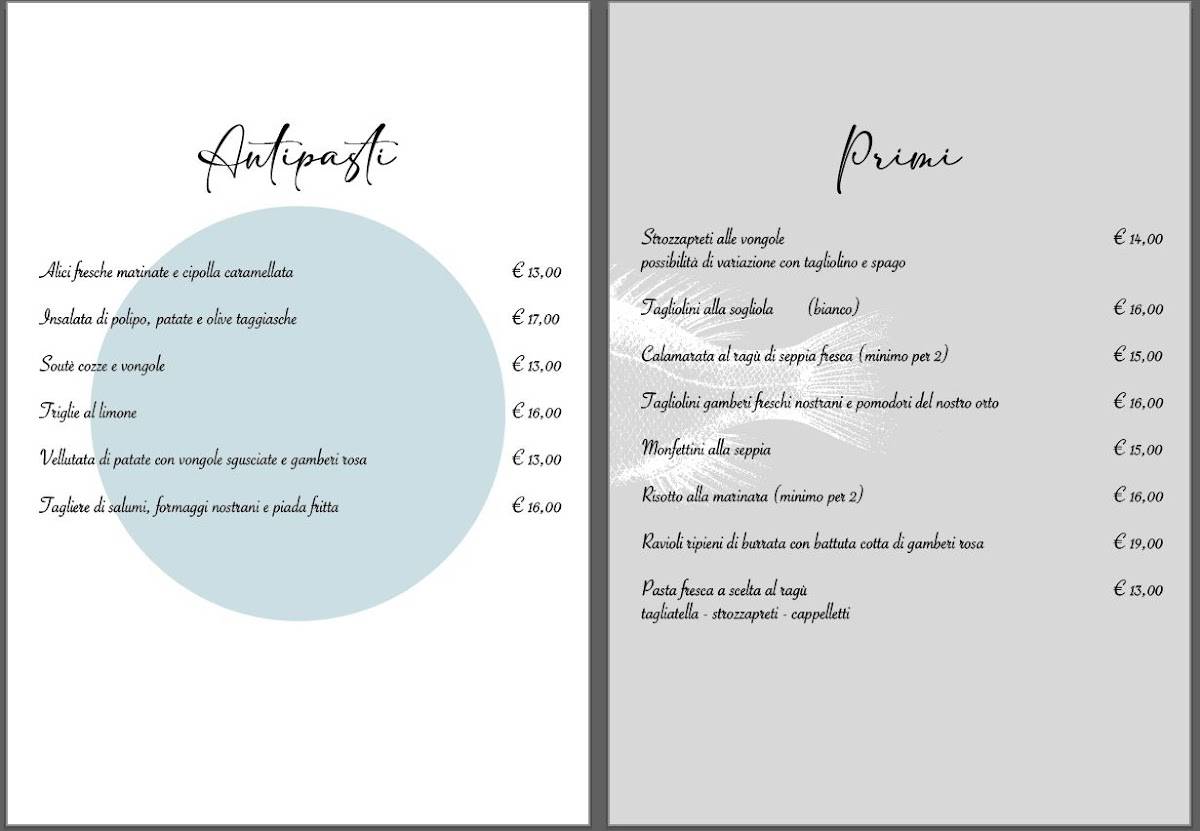 Menu di Seaside Ristorante Di Pesce & Lounge Bar 