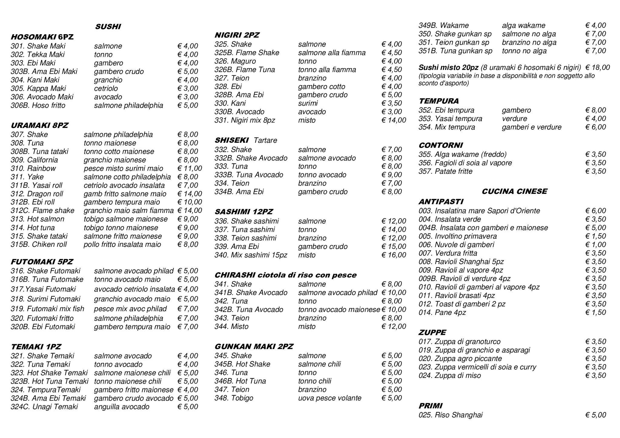 Menu di Shanghai 