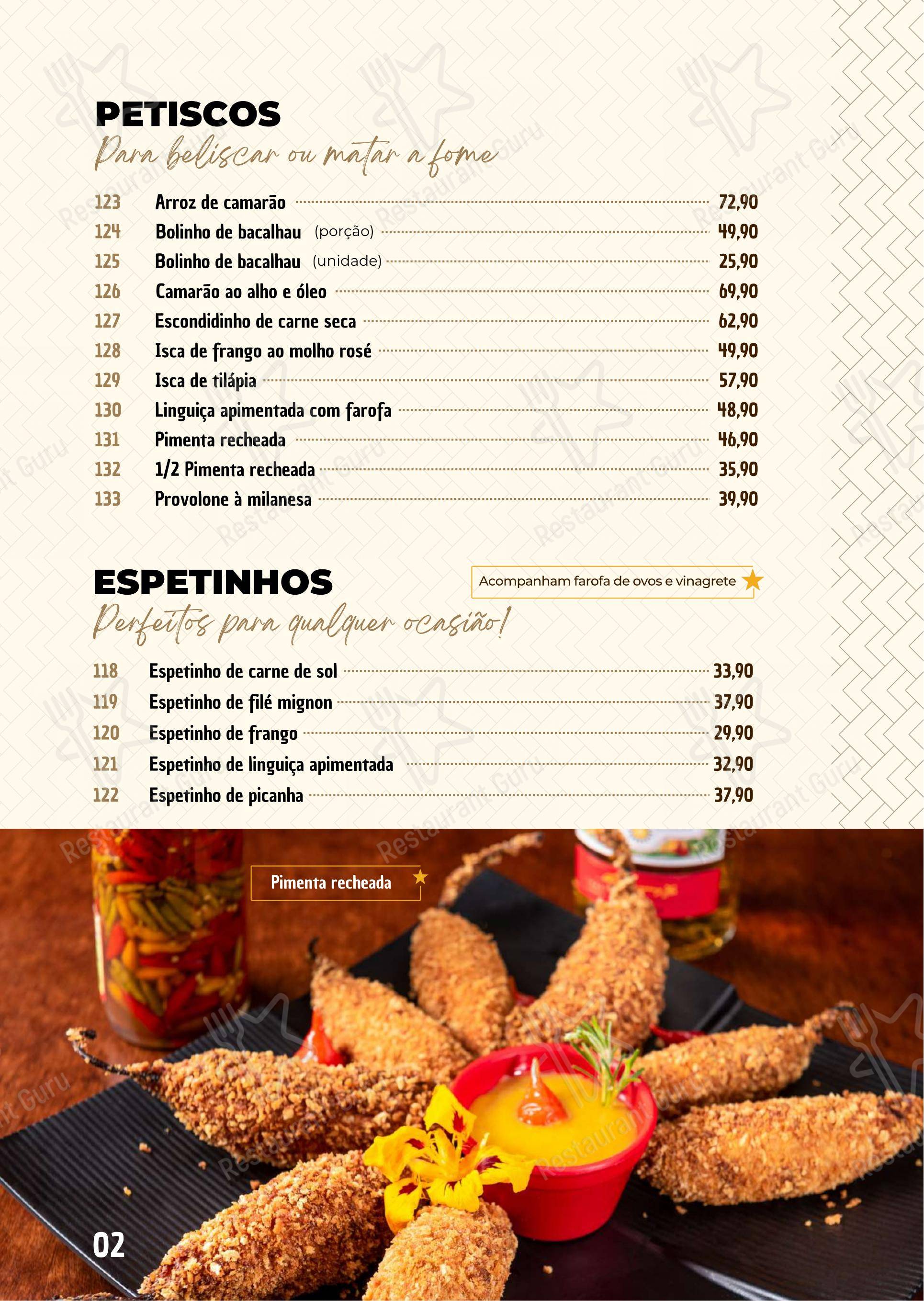 Seu Juca em Brasília - Menu