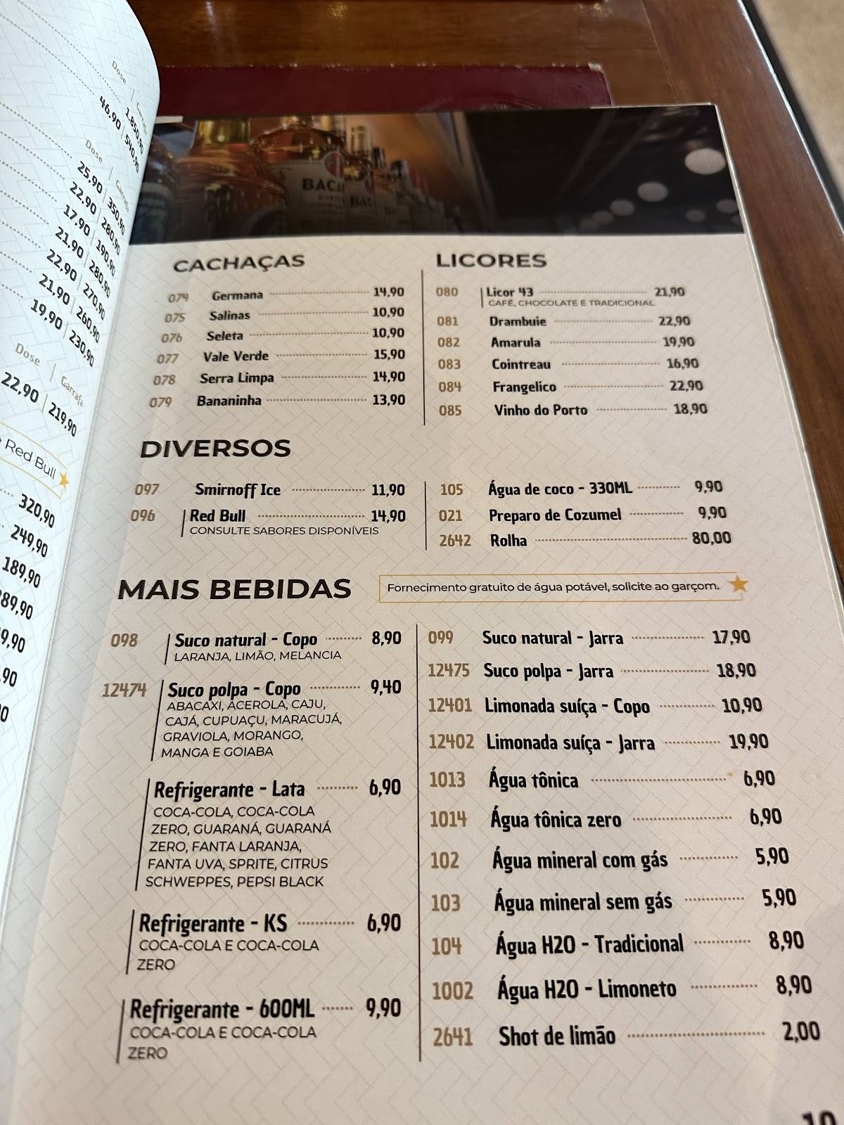 Seu Juca cardápio