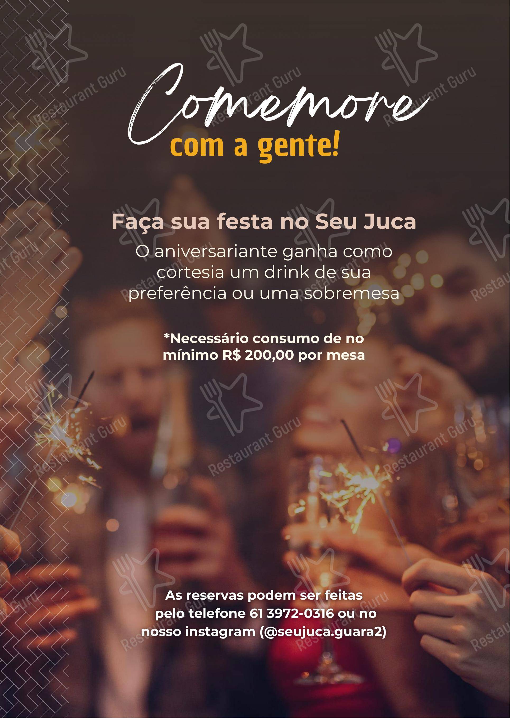 Menu para Seu Juca em Brasília