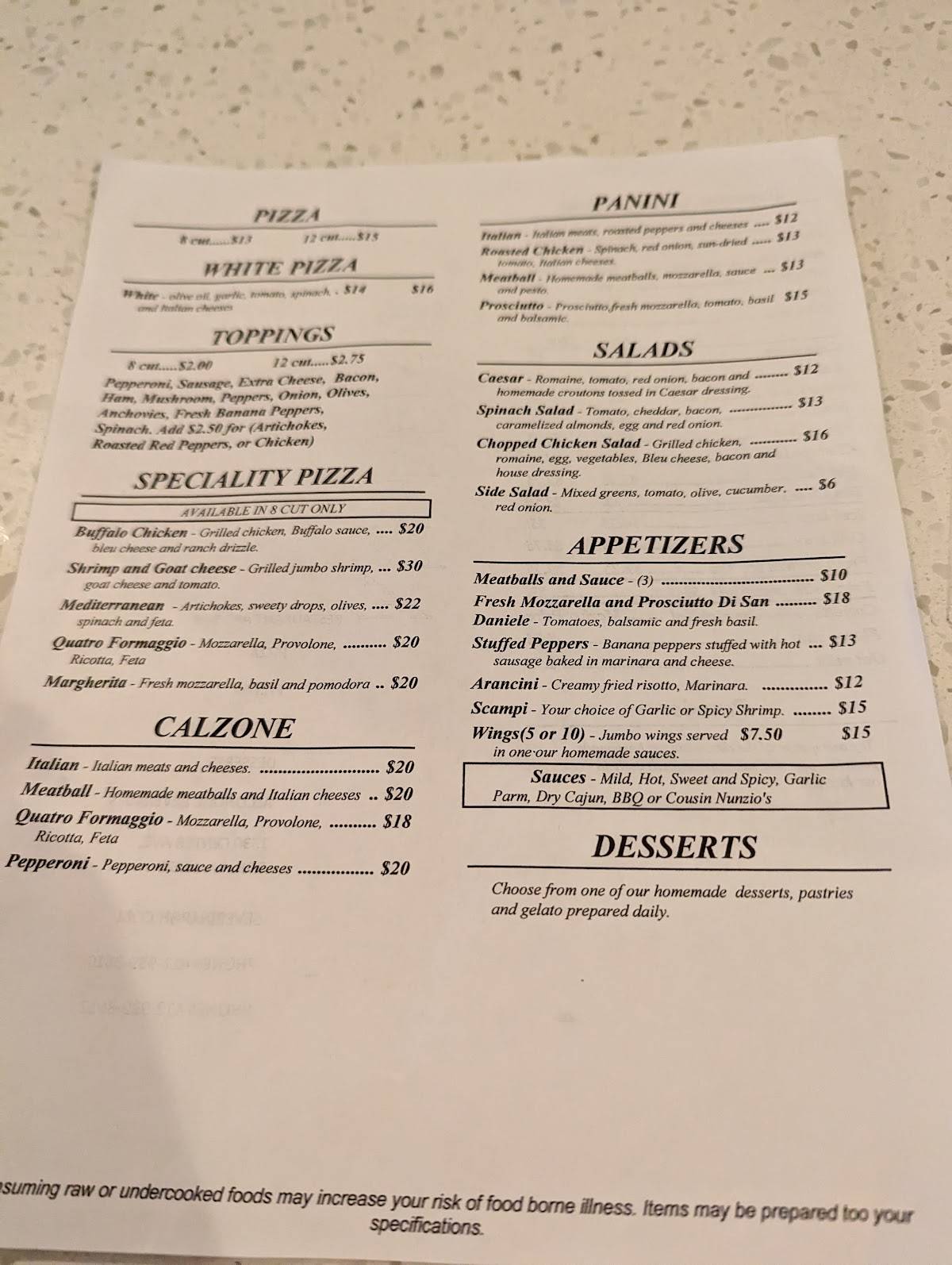 Menu at Severina Restaurant and Bar, Pittsburgh