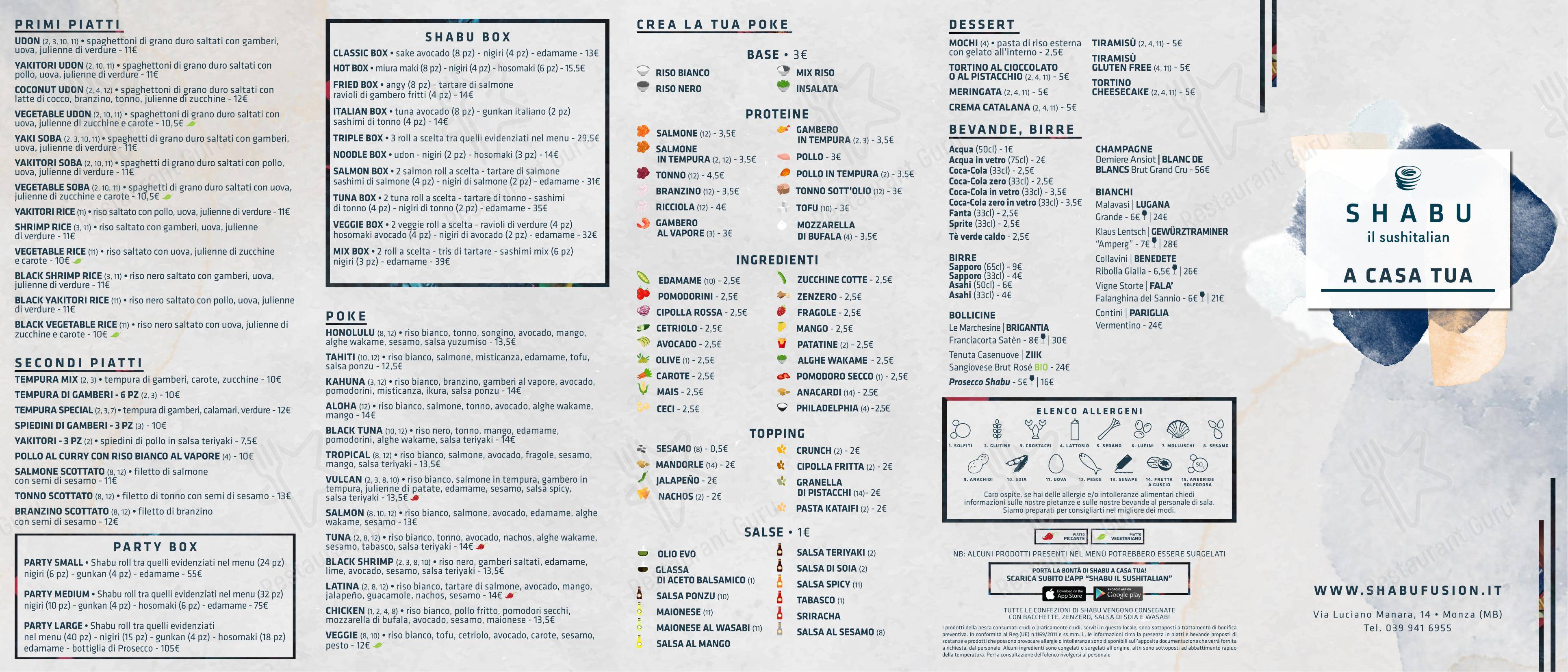 Menu per Shabu Monza in Monza