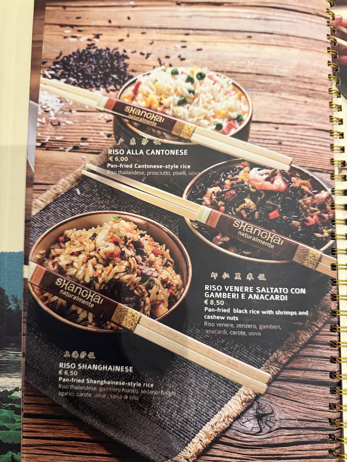 Menu di Shanghai Naturalmente 