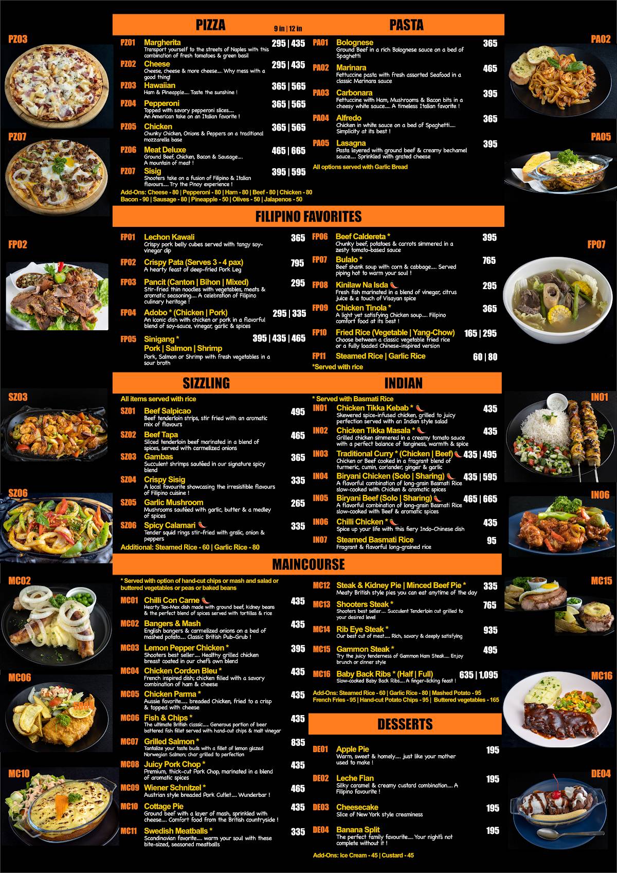 Menu at Shooters Sports Bar & Cafe Makati, Makati