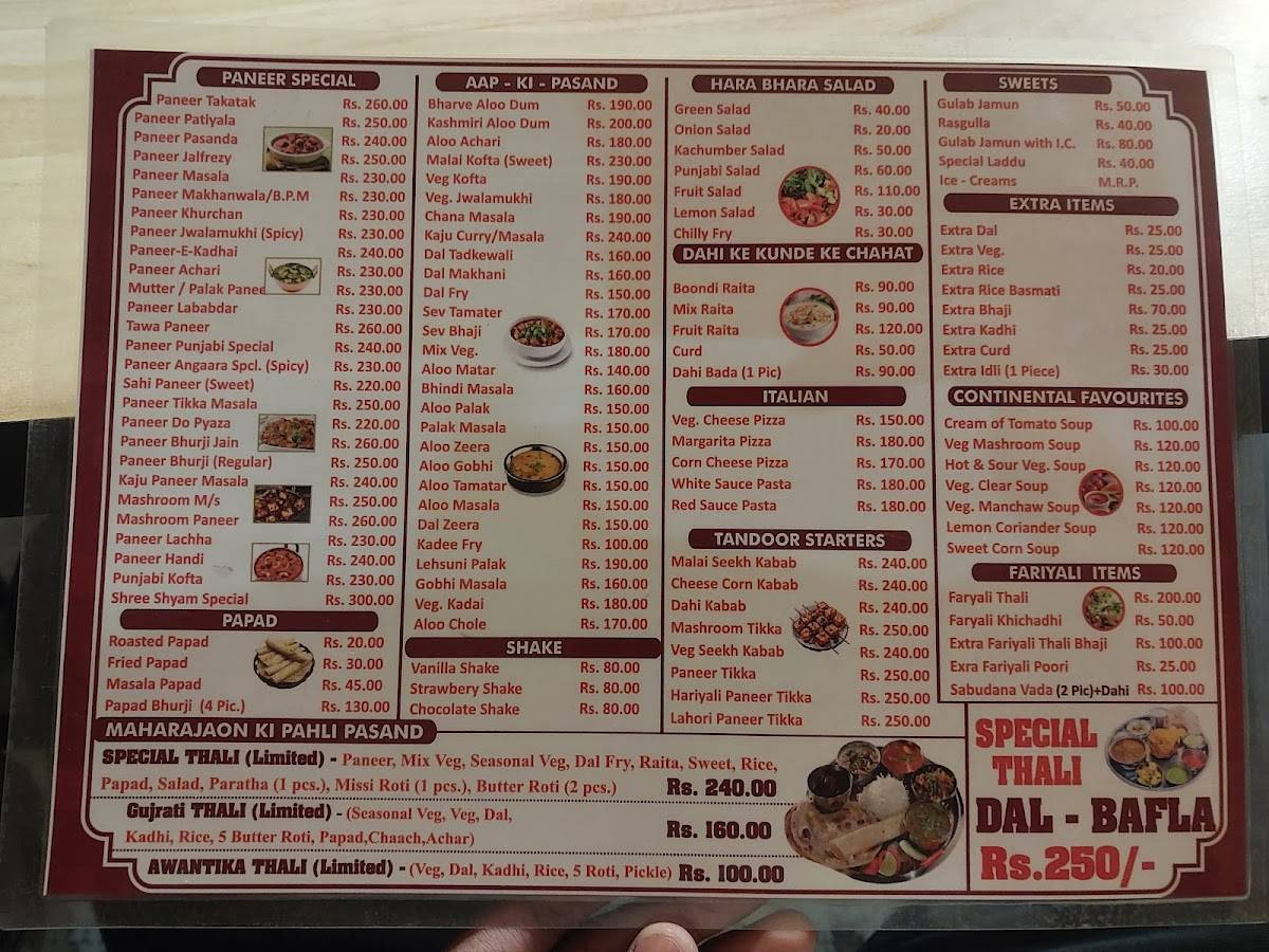Shri shyam restaurant menu