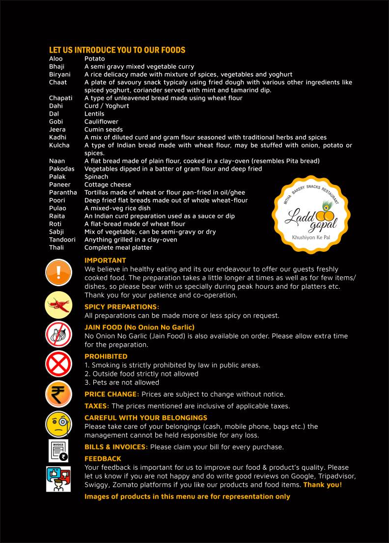 Laddoo Gopal - Salugara menu