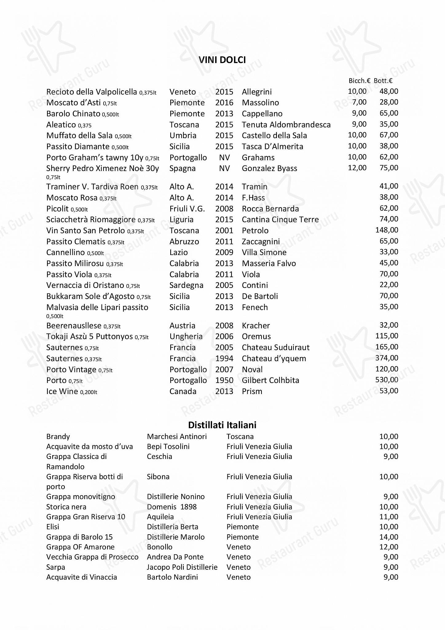 Menu di Il Simposio Ristorante Wine Bar Roma - piatti e bevande