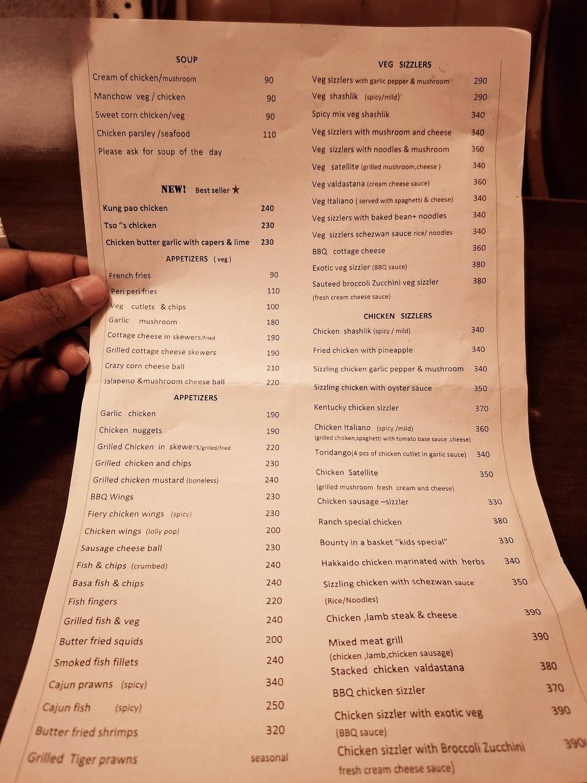 Sizzler Ranch Lal Bagh menu