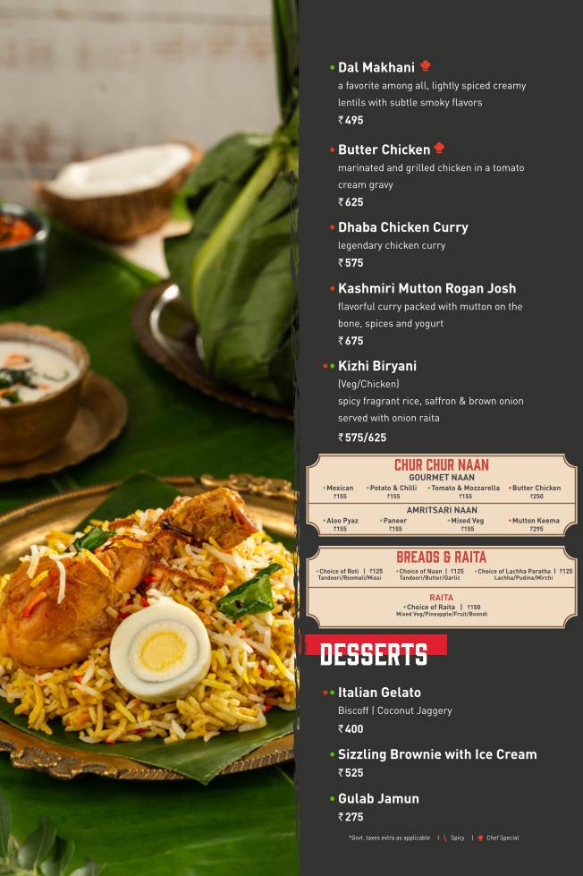 Sizzling Shack menu