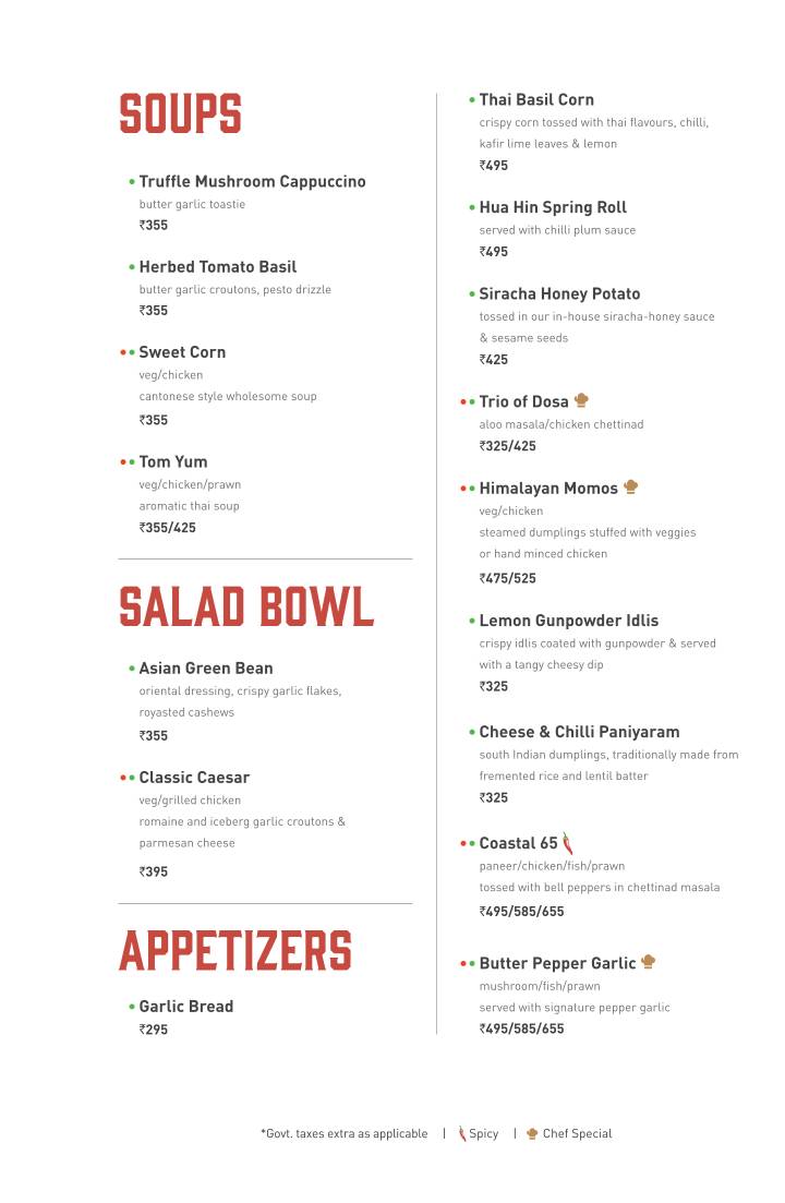Sizzling Shack menu