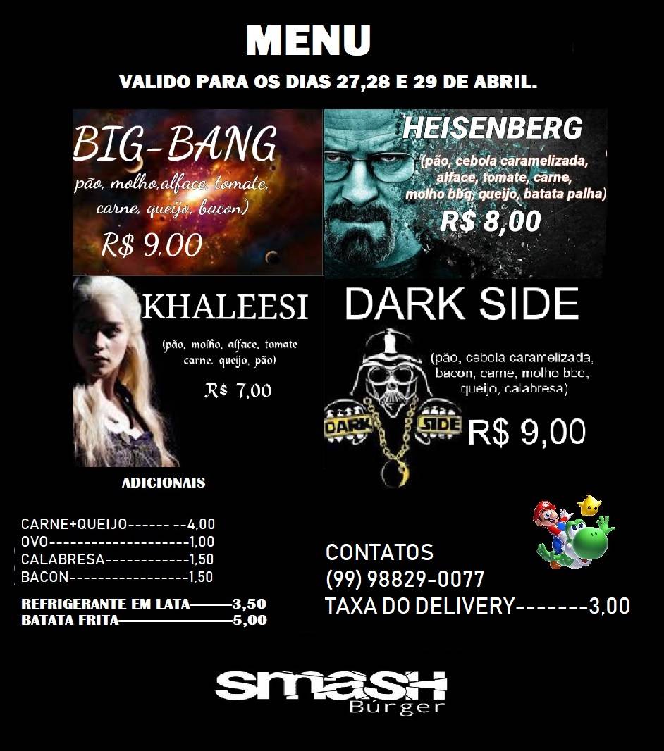 Smash Hamburgueria Artesanal cardápio