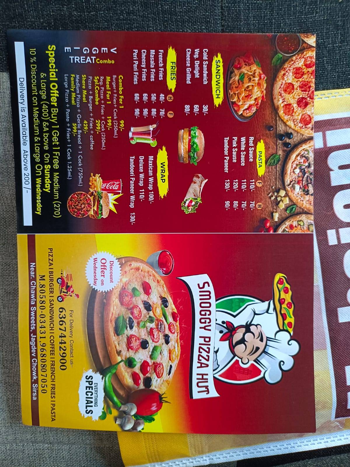 Smoggy Pizza Hut menu
