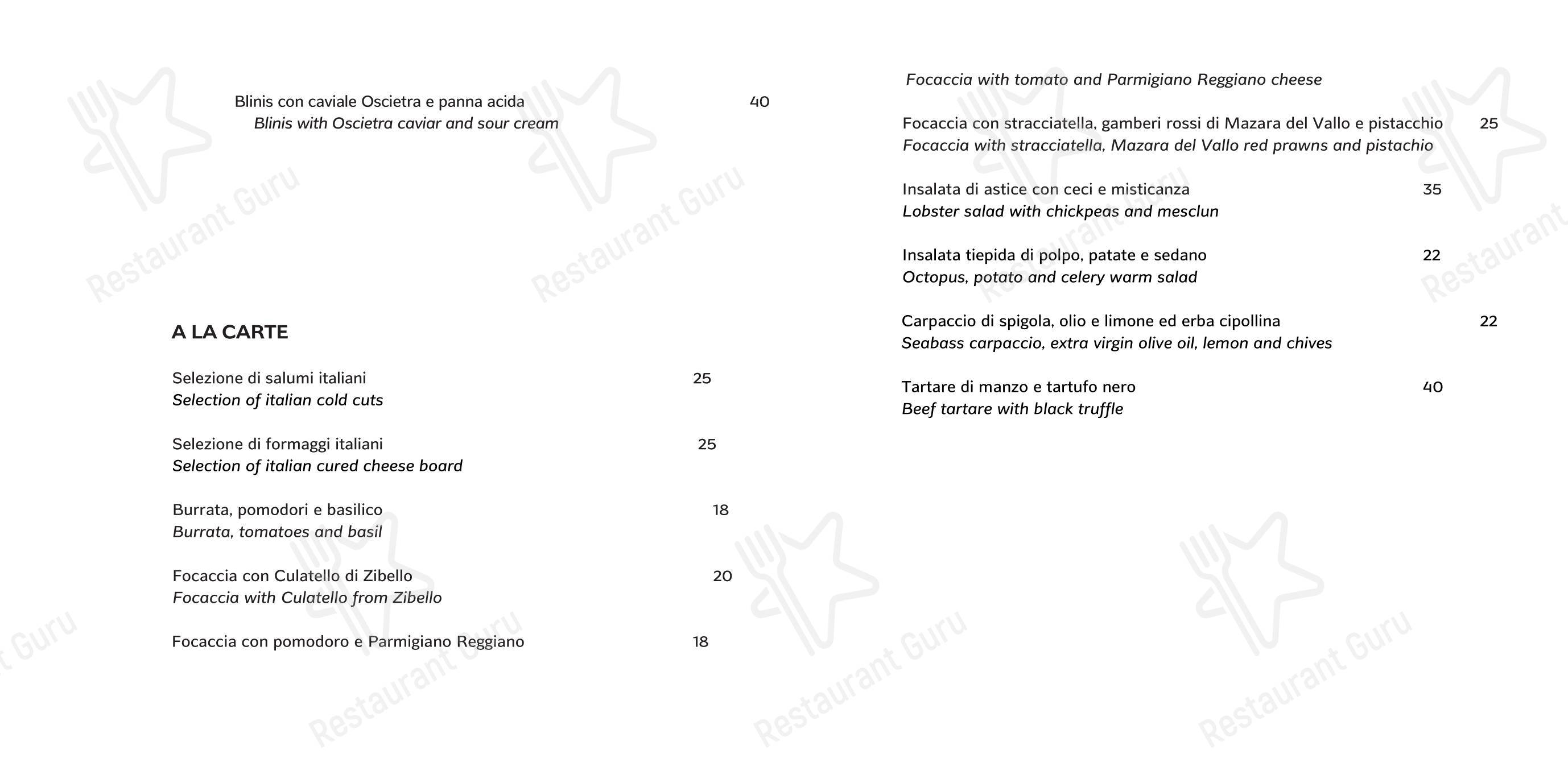 Menu per Il Caffè in Roma