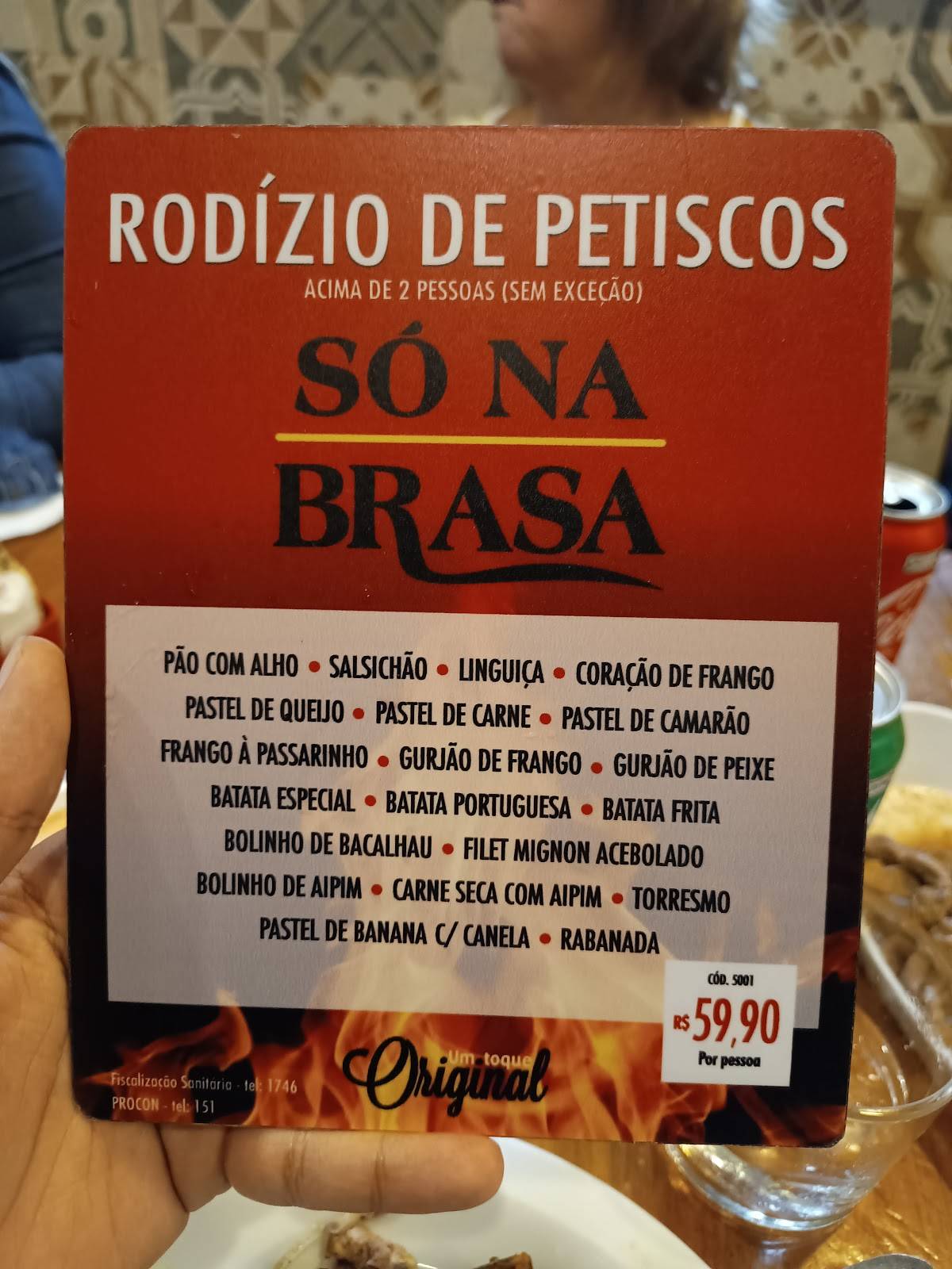 Só na Brasa cardápio