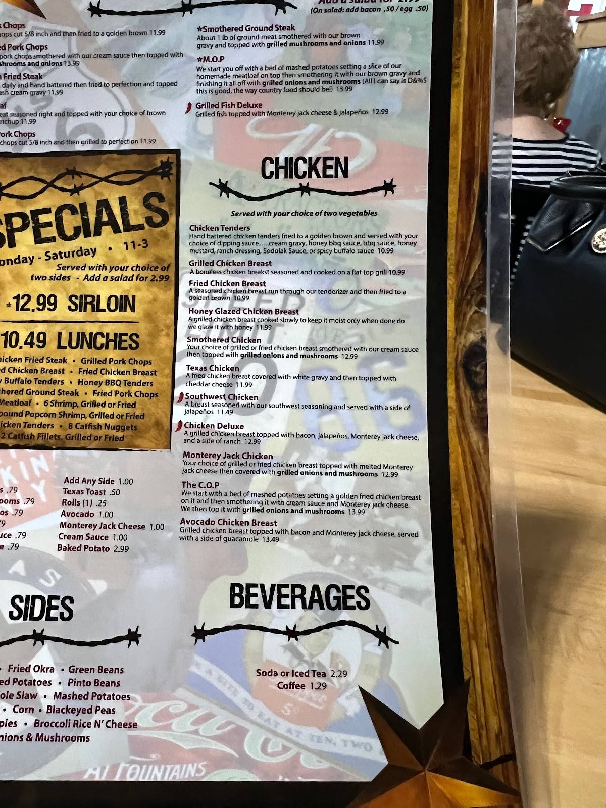 Menu at Sodolaks Beefmasters Restaurant, Bryan