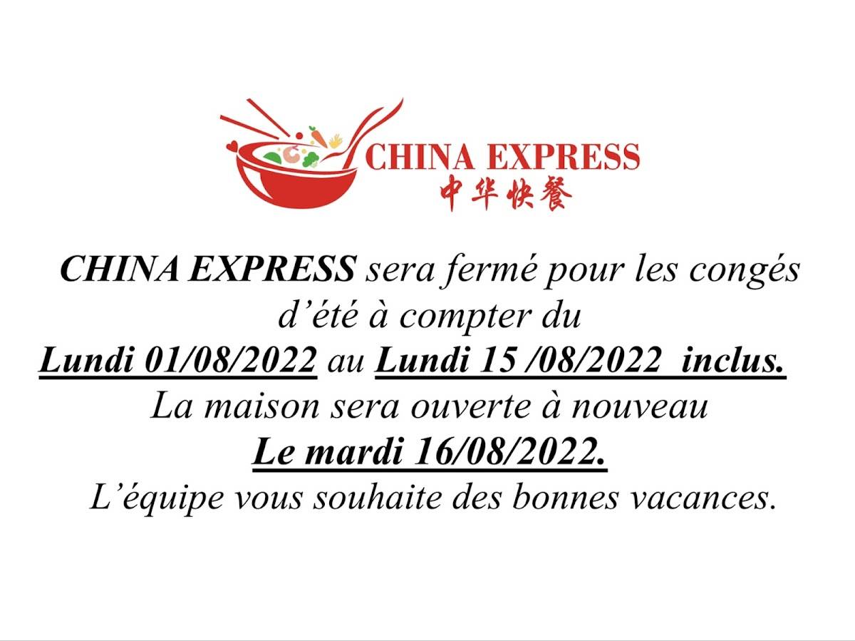 Menu de Soleil d’Asie China Express