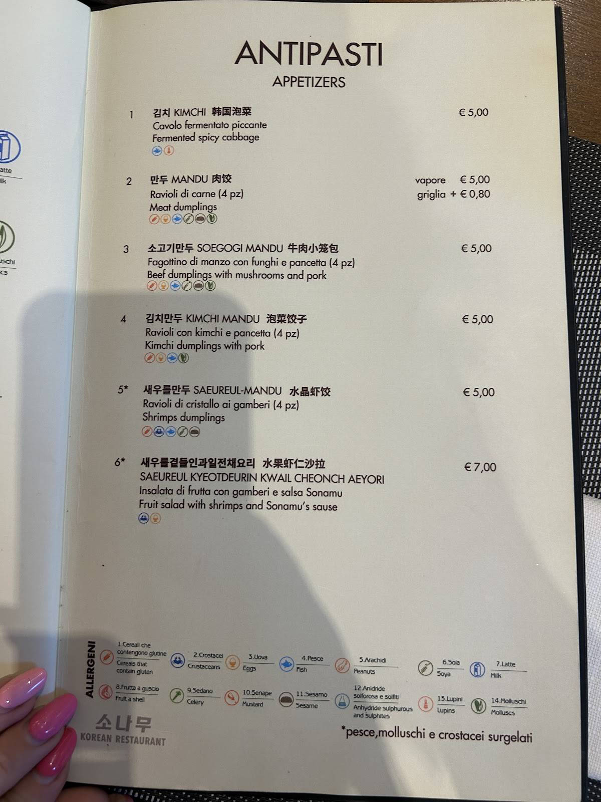 Menu di Sonamu Korean Restaurant 