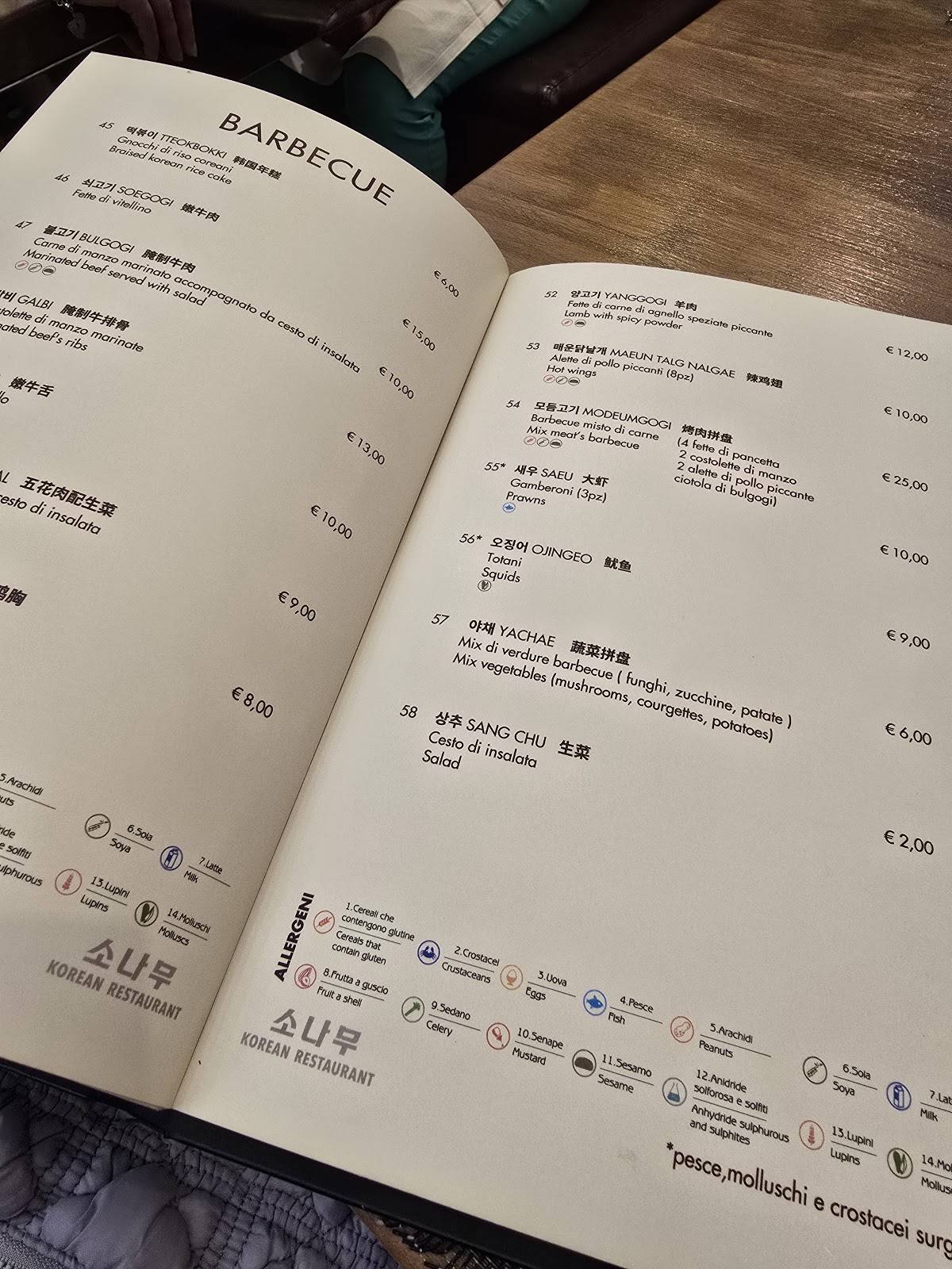 Menu di Sonamu Korean Restaurant 