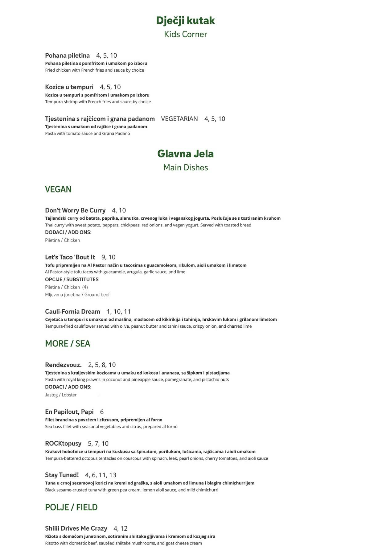 Menu di Soul Kitchen 