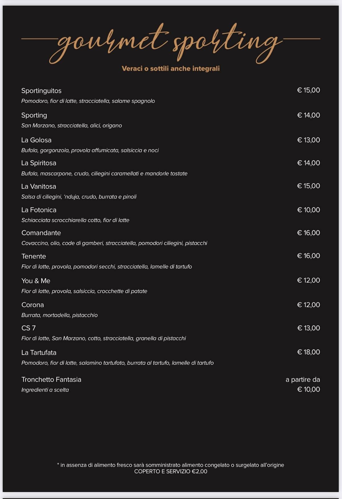 Menu di Sporting club Village 