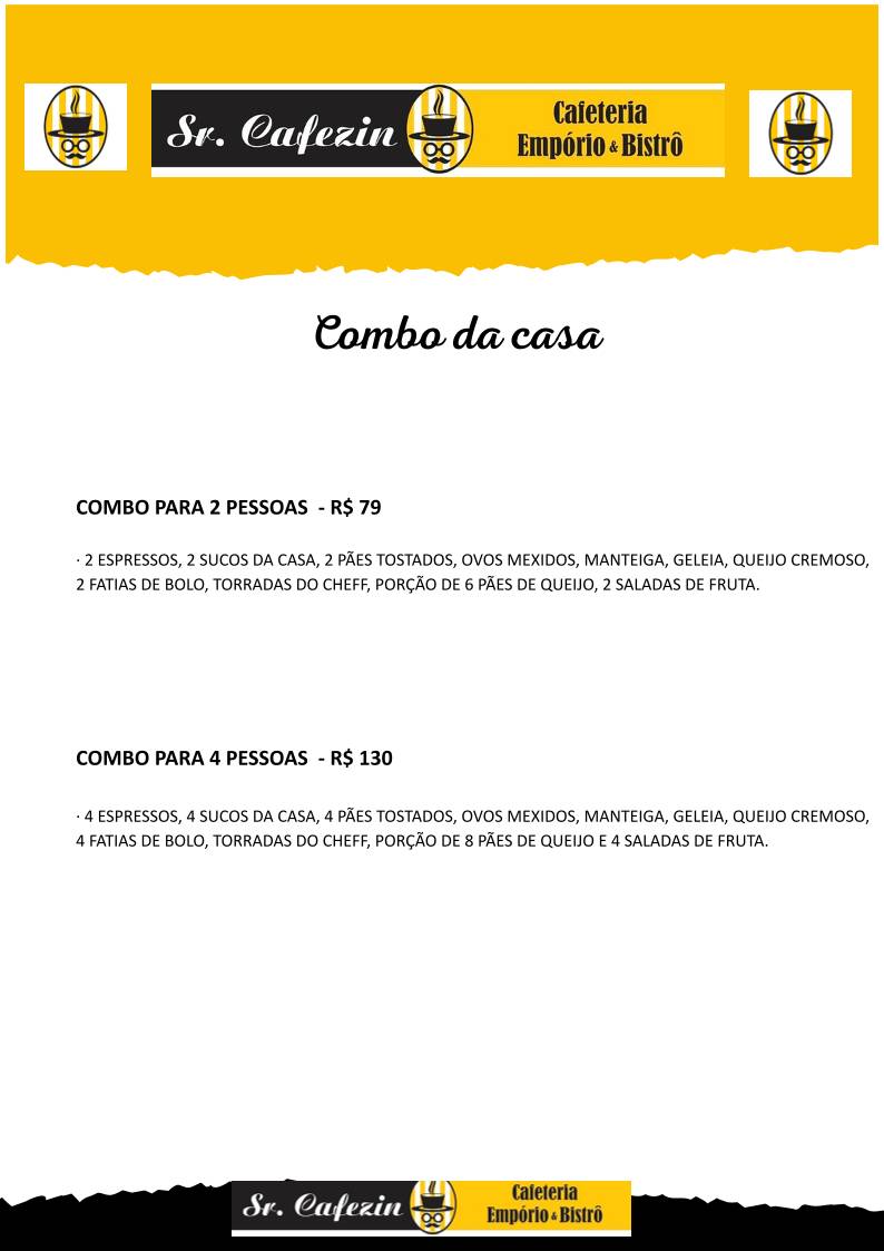 Sr. Cafezin - Cafeteria, Empório e Bistrô cardápio