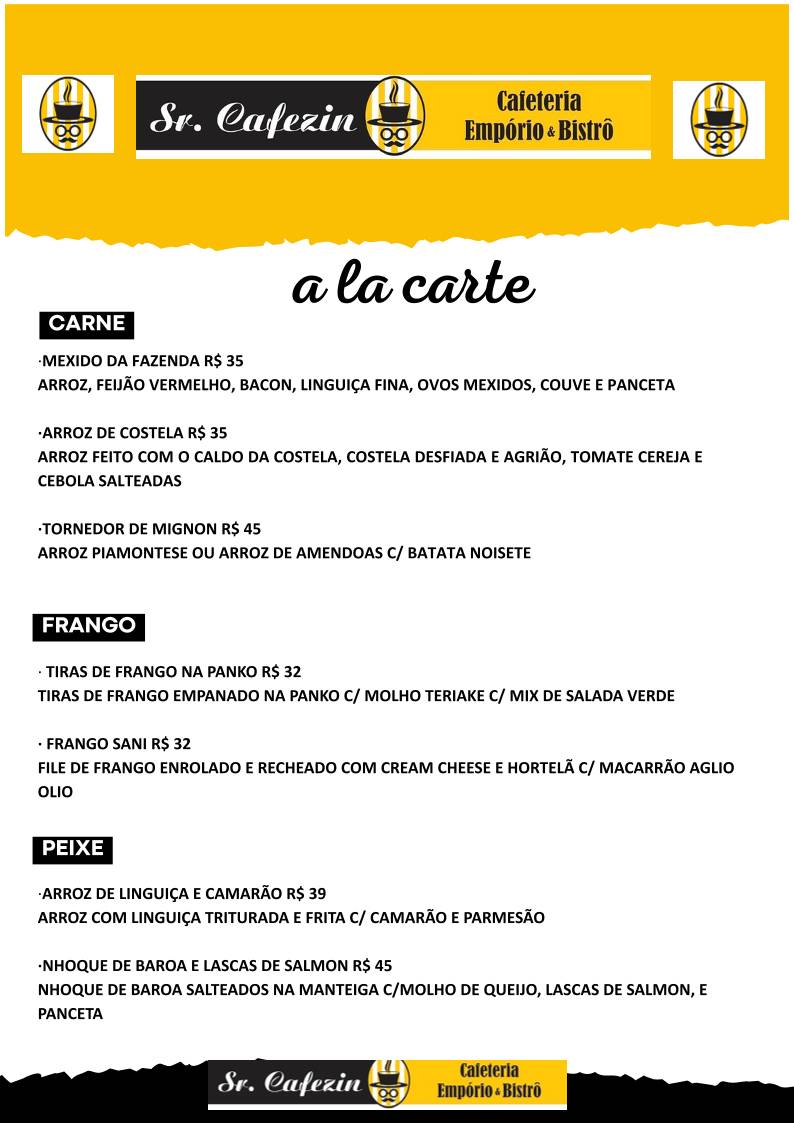 Sr. Cafezin - Cafeteria, Empório e Bistrô cardápio