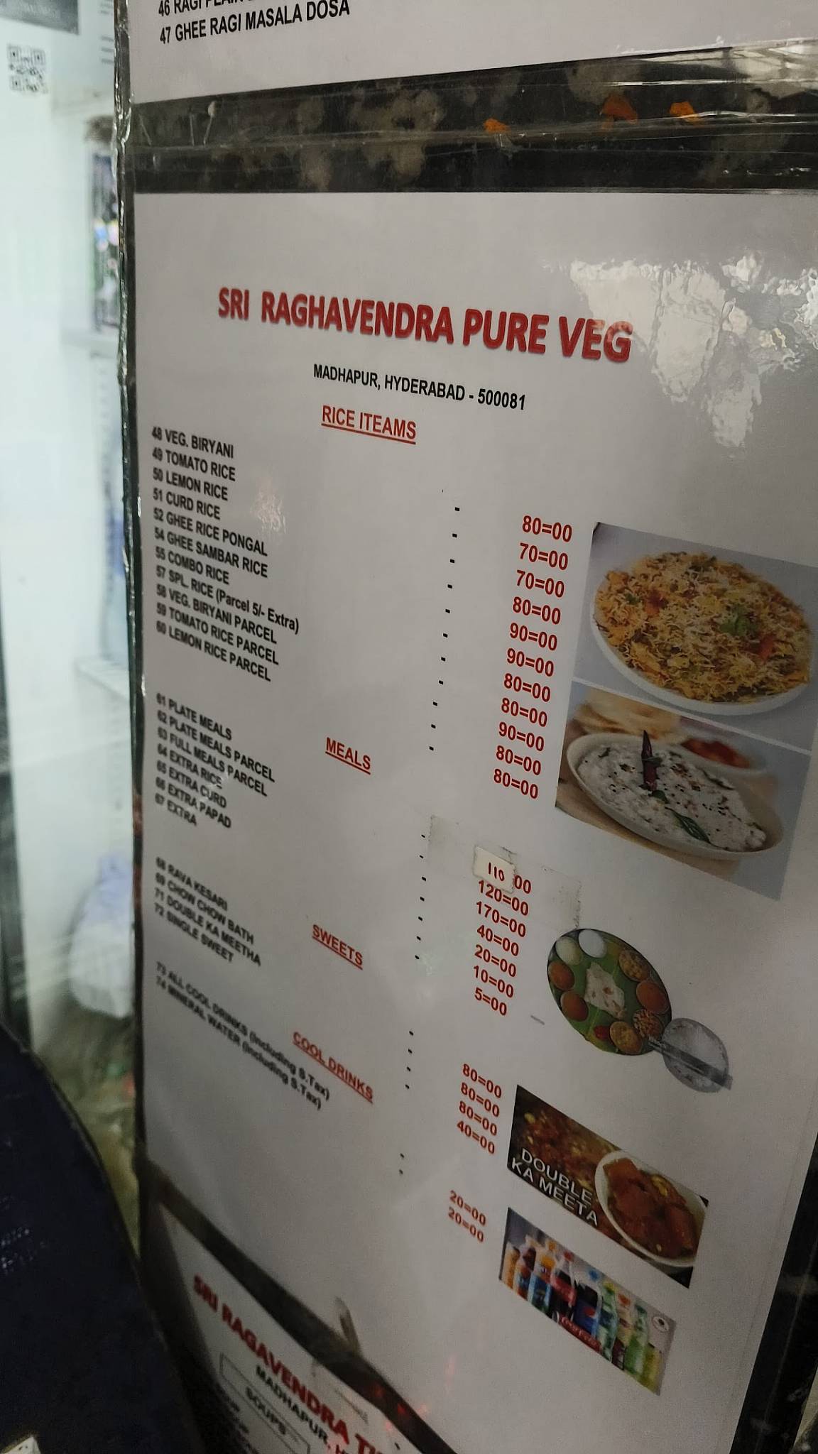 Sri Raghvendra Pure Veg menu