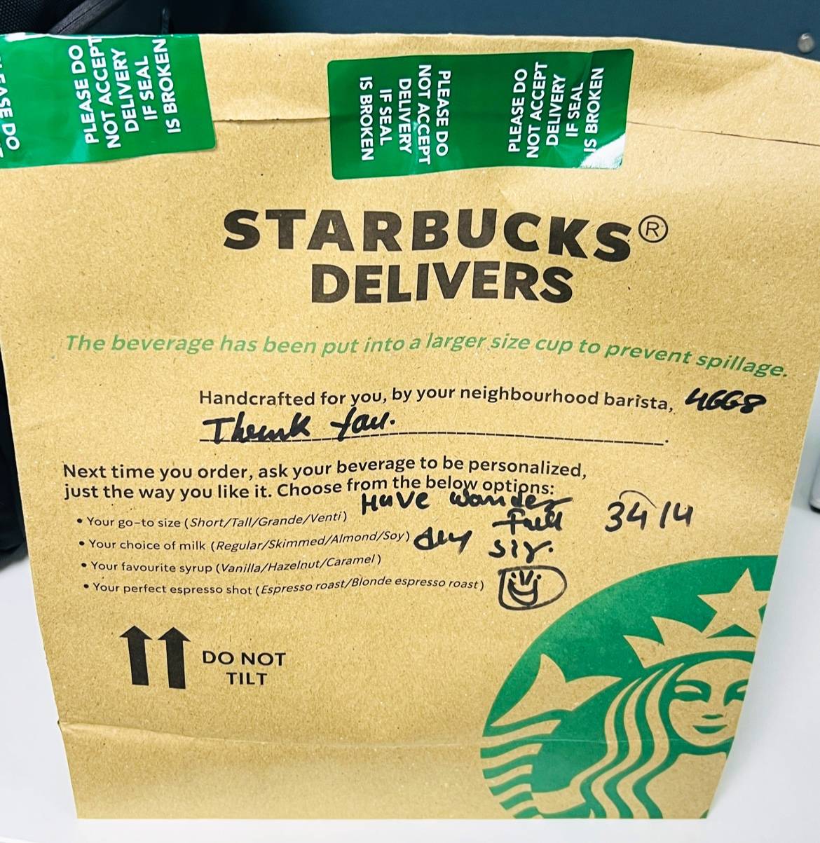 Starbucks menu