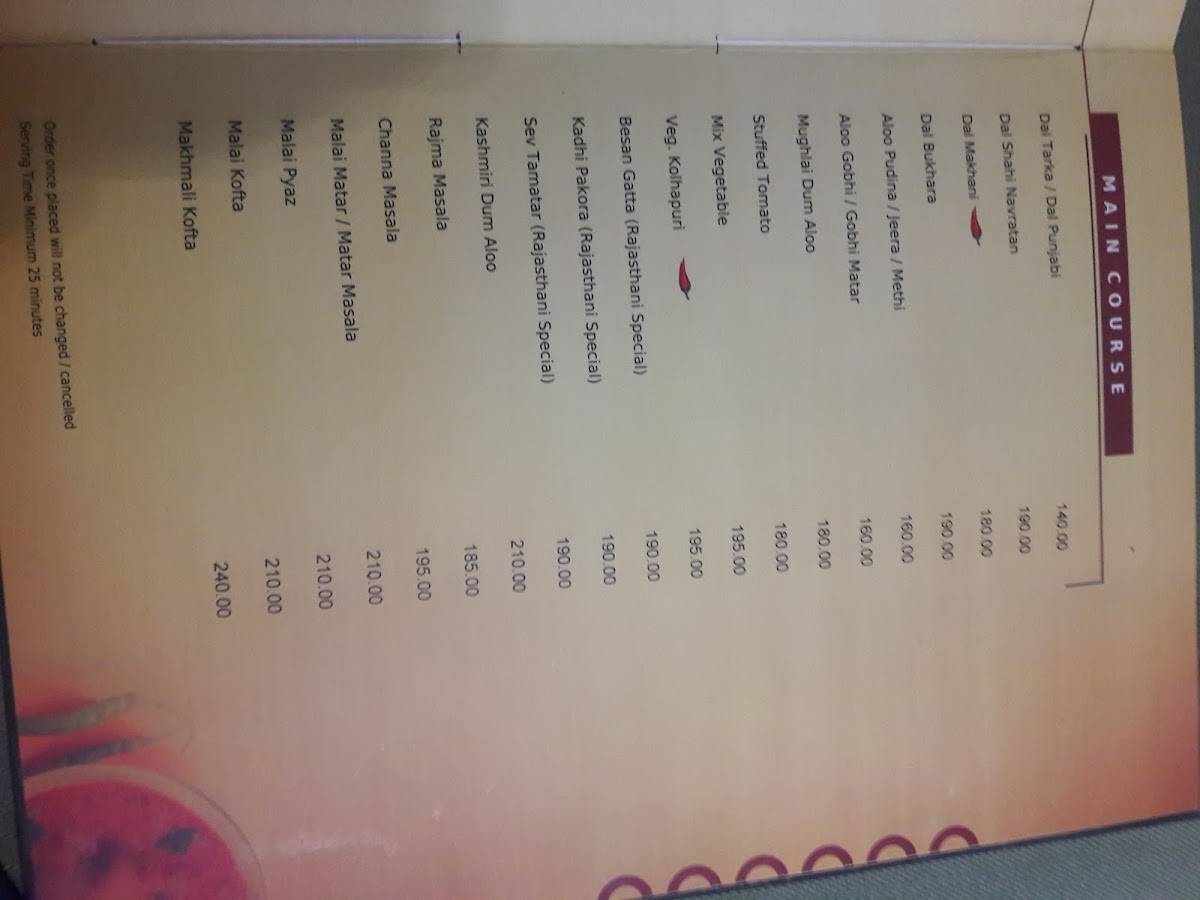 Status Restaurant menu