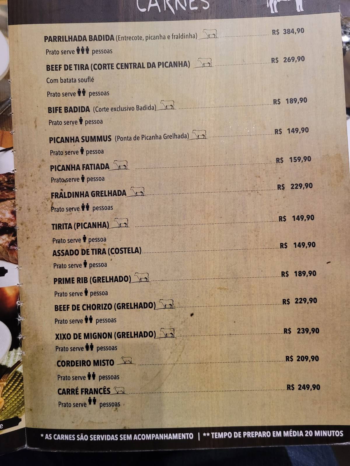 Badida Sete cardápio