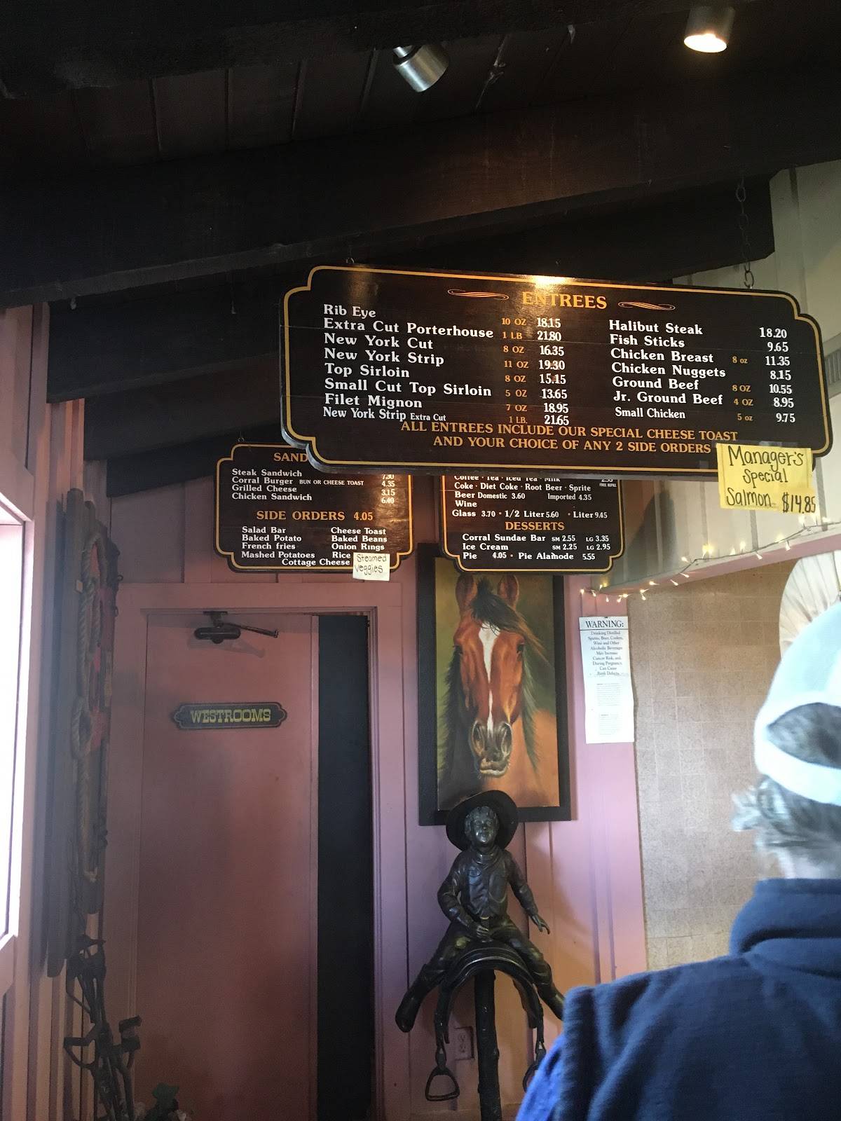 Menu at Steak Corral Restaurants, Whittier