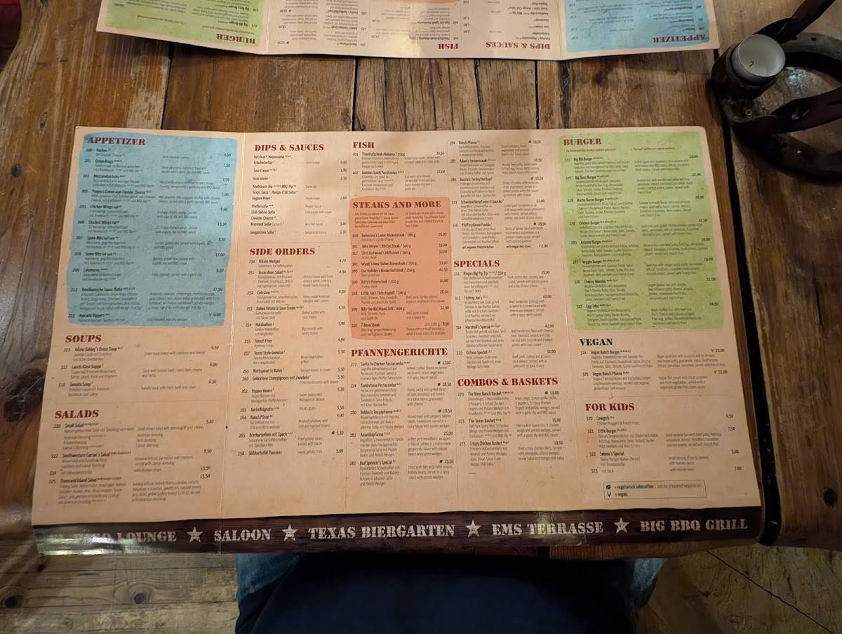 Menu de Texas Riverranch