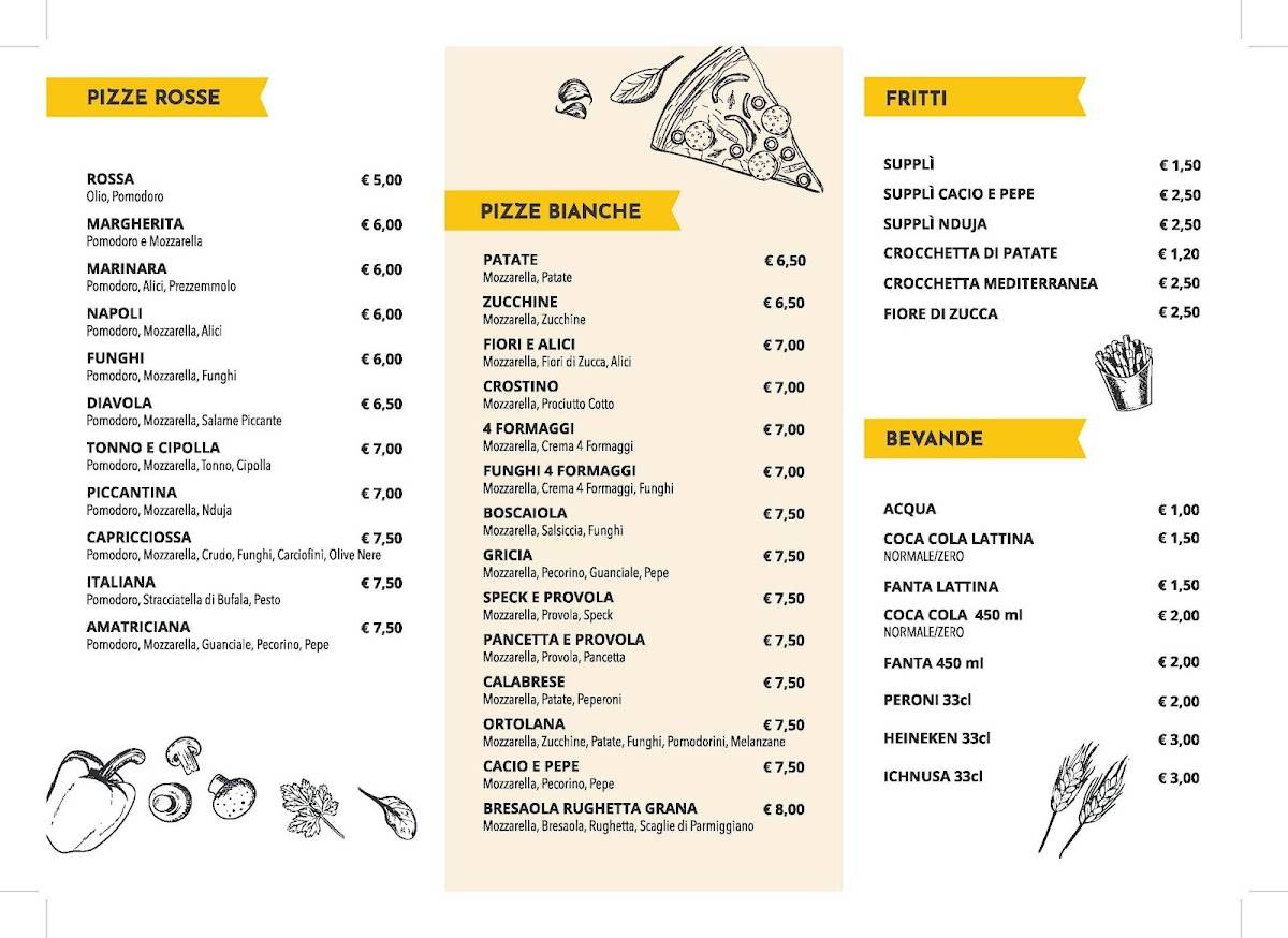 Menu de Steja pizza