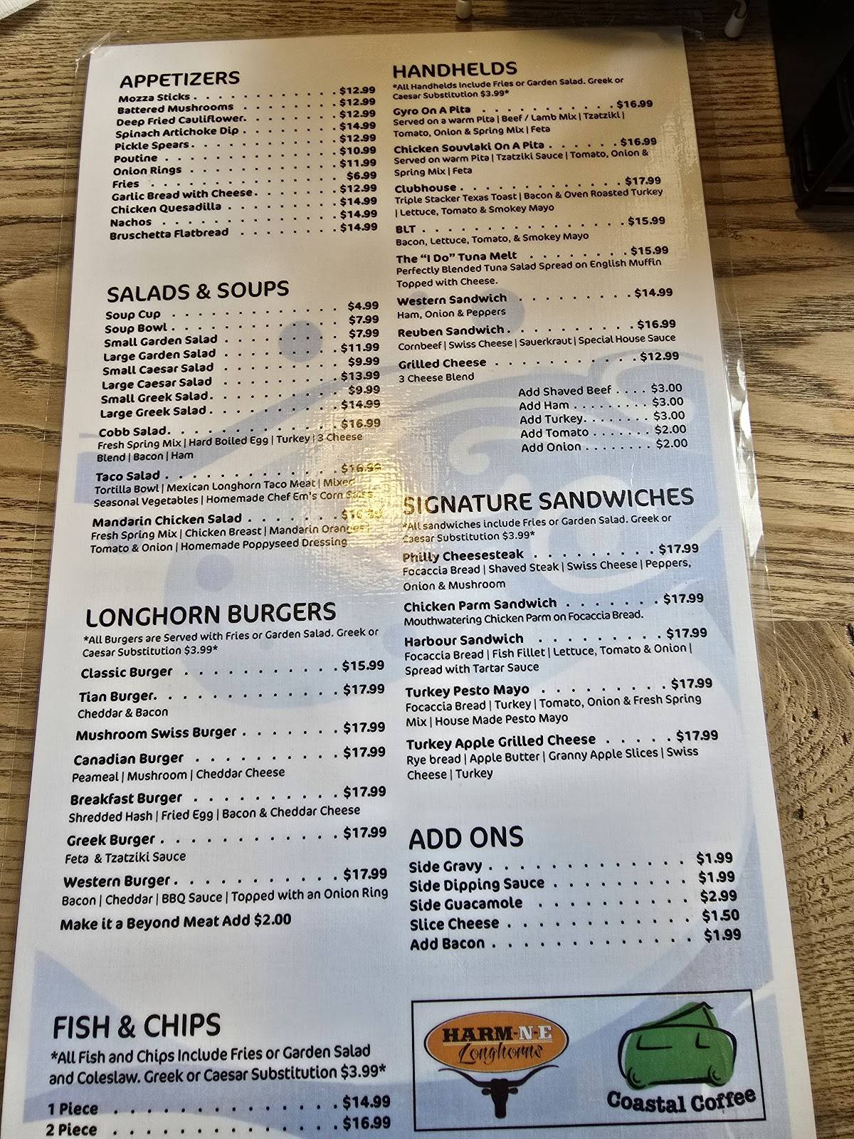 Menu de Steve and Mary’s On The Square