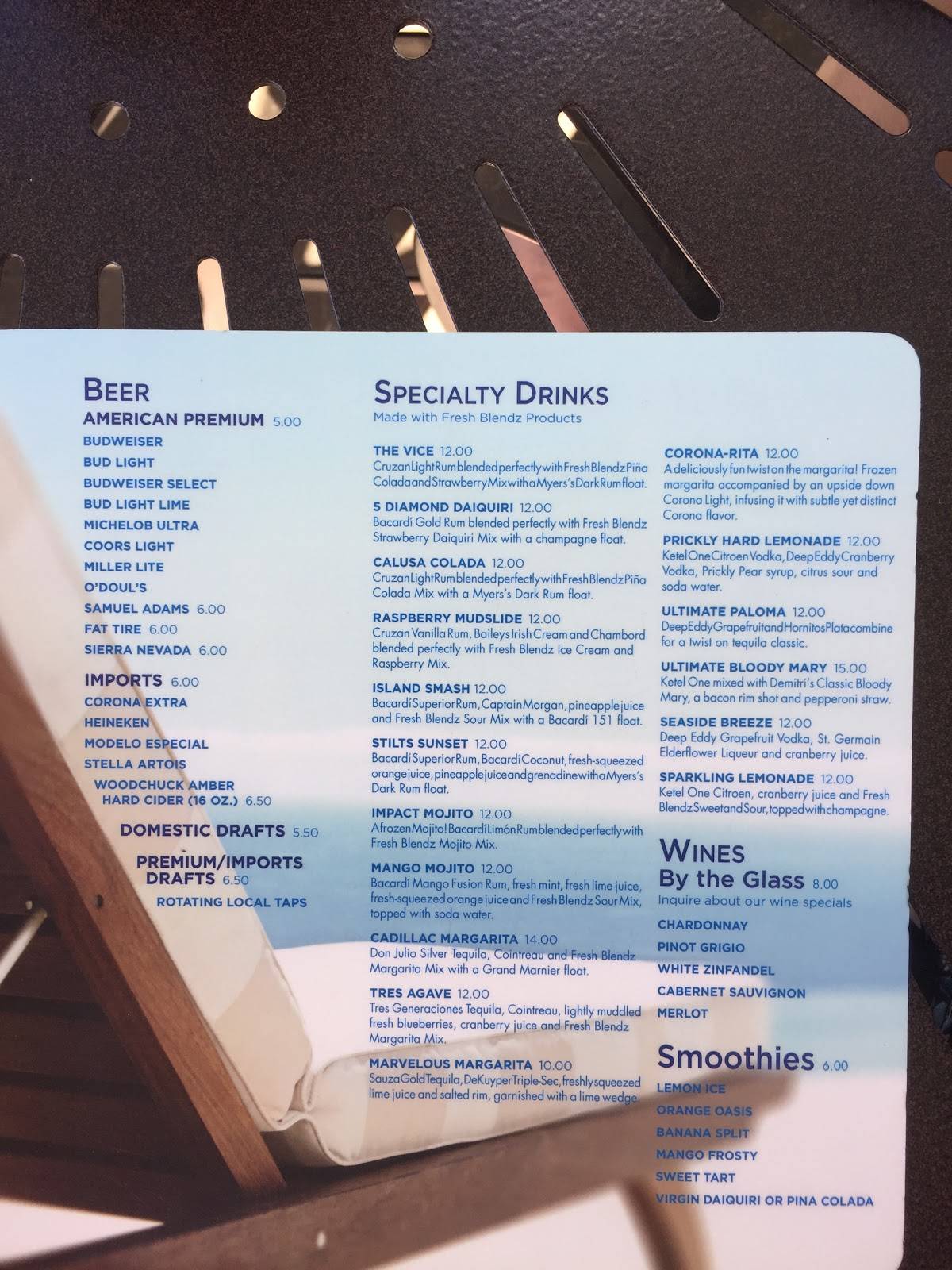 Menu at Stilts Bar & Grill, Marco Island