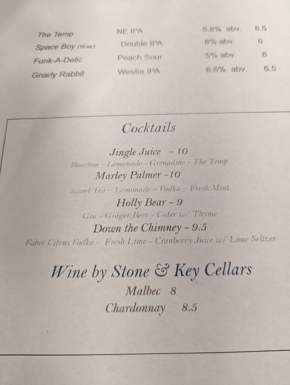 Menu at Stone House Grille restaurant, Kimberton, Hares Hill Rd