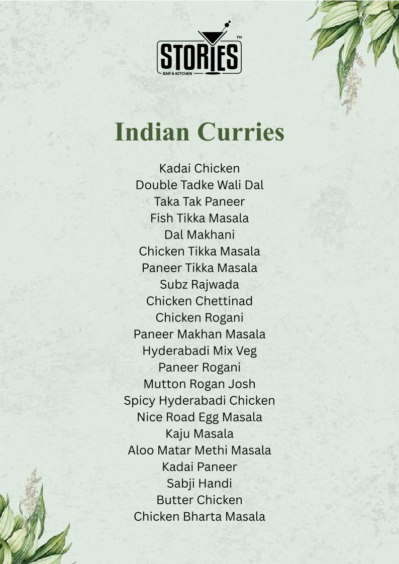 Stories Bar & Kitchen - Rajajinagar menu
