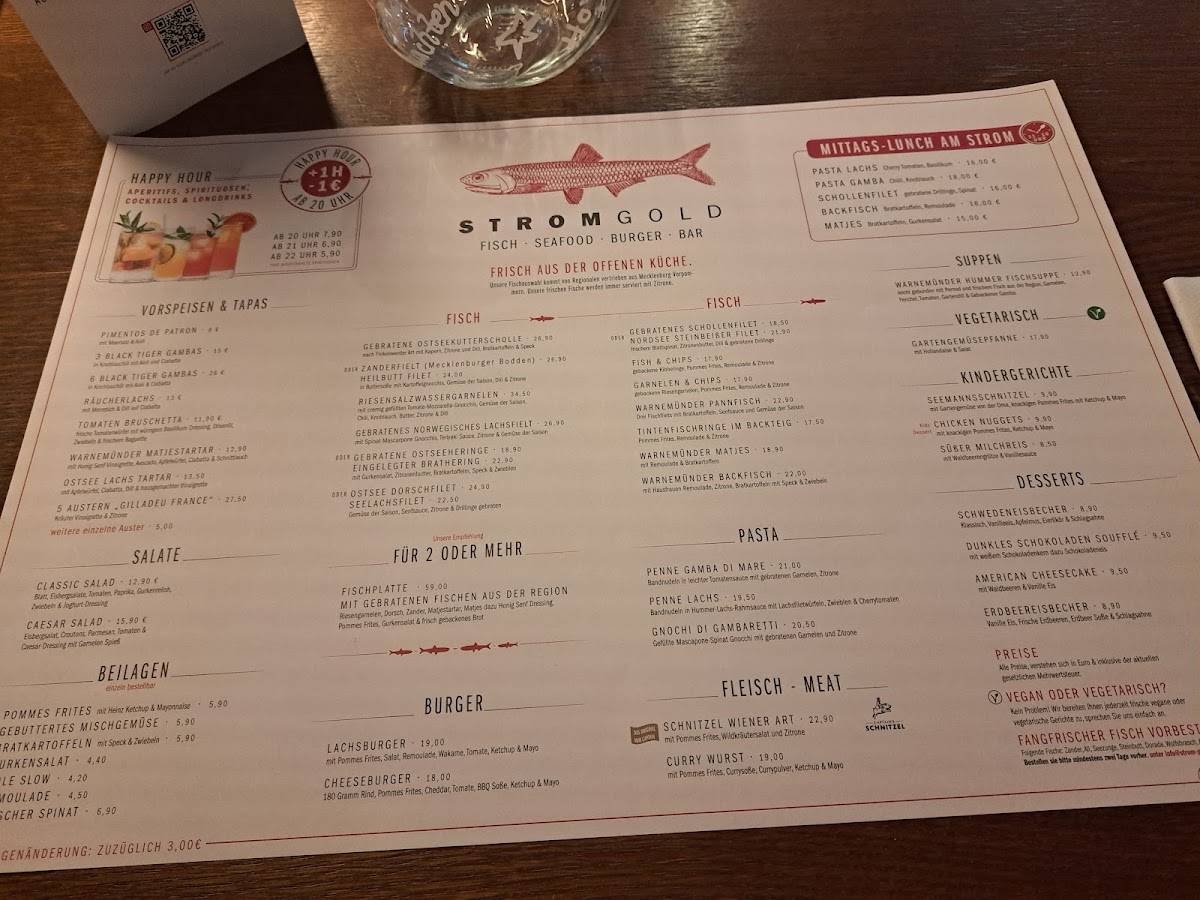 Menu de Stromgold Das Fischrestaurant Warnemünde