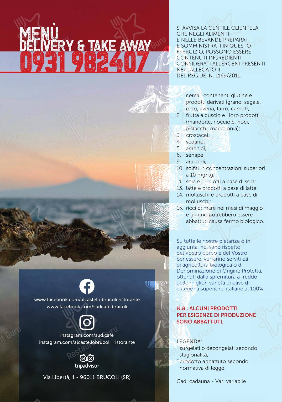 Menu di SUDcafè - Menu