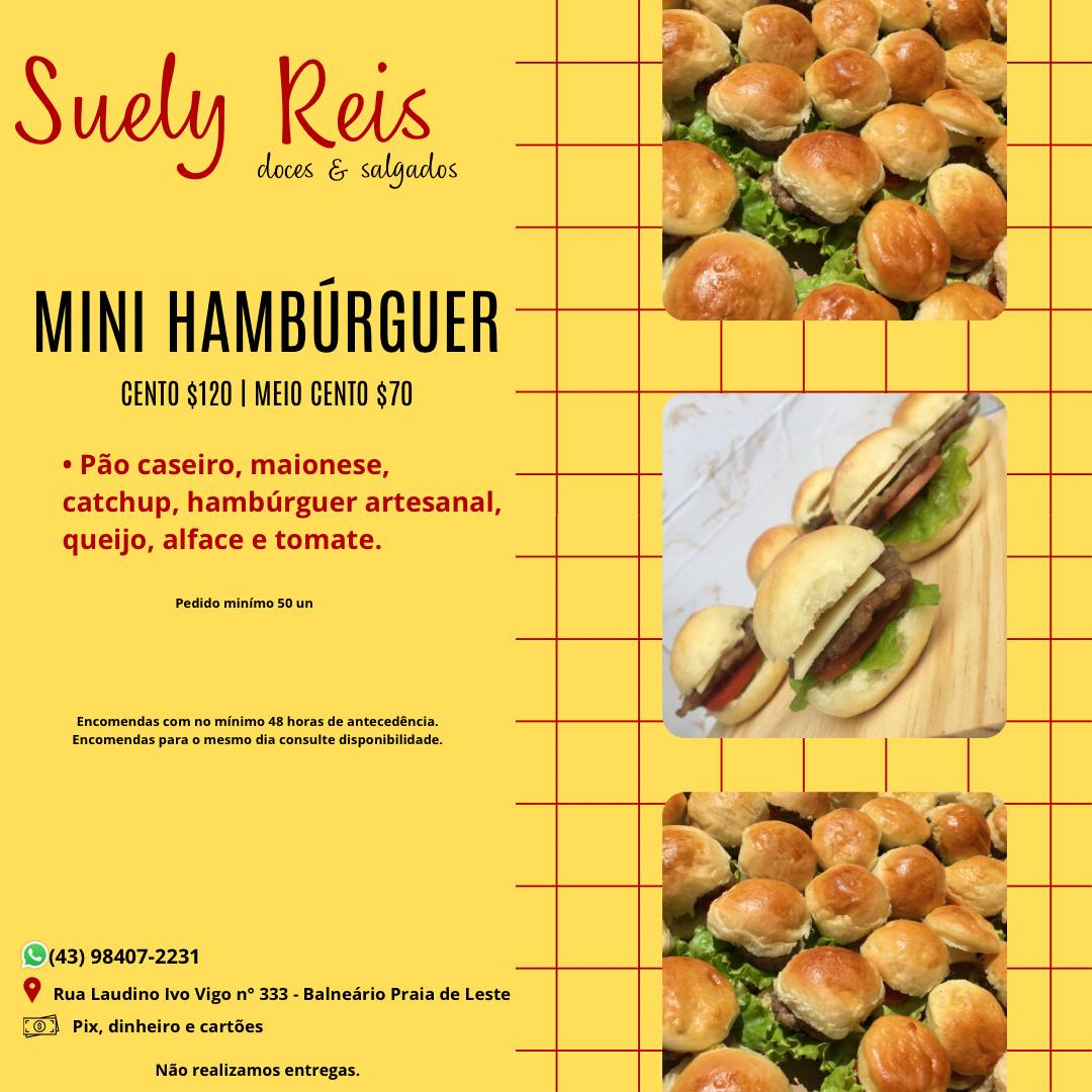 Suely Reis doces e salgados cardápio