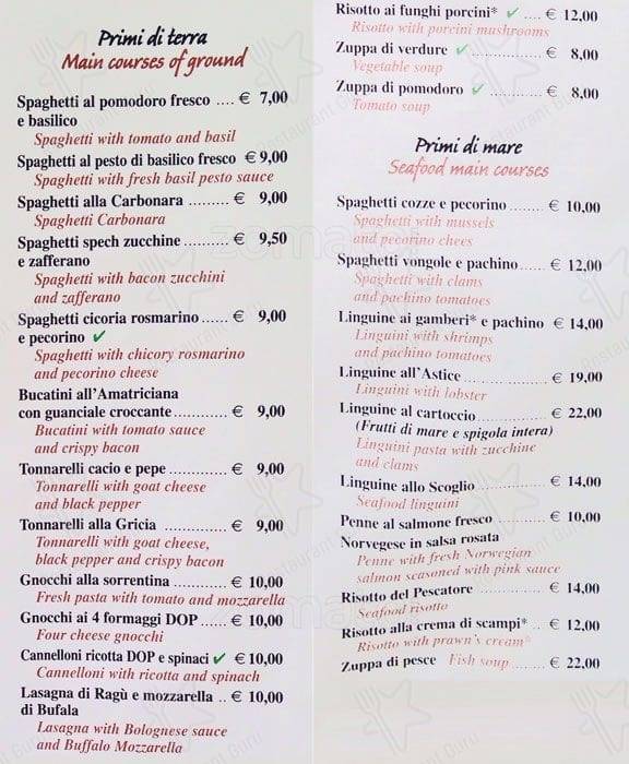 Menu di Sugo d'Oro 