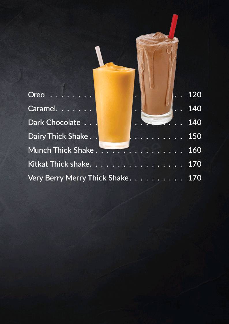 Chandoos Restaurant & Bakery menu