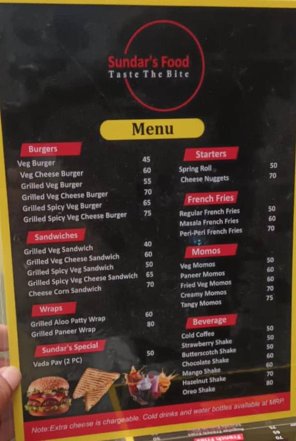 Sundar's Food menu