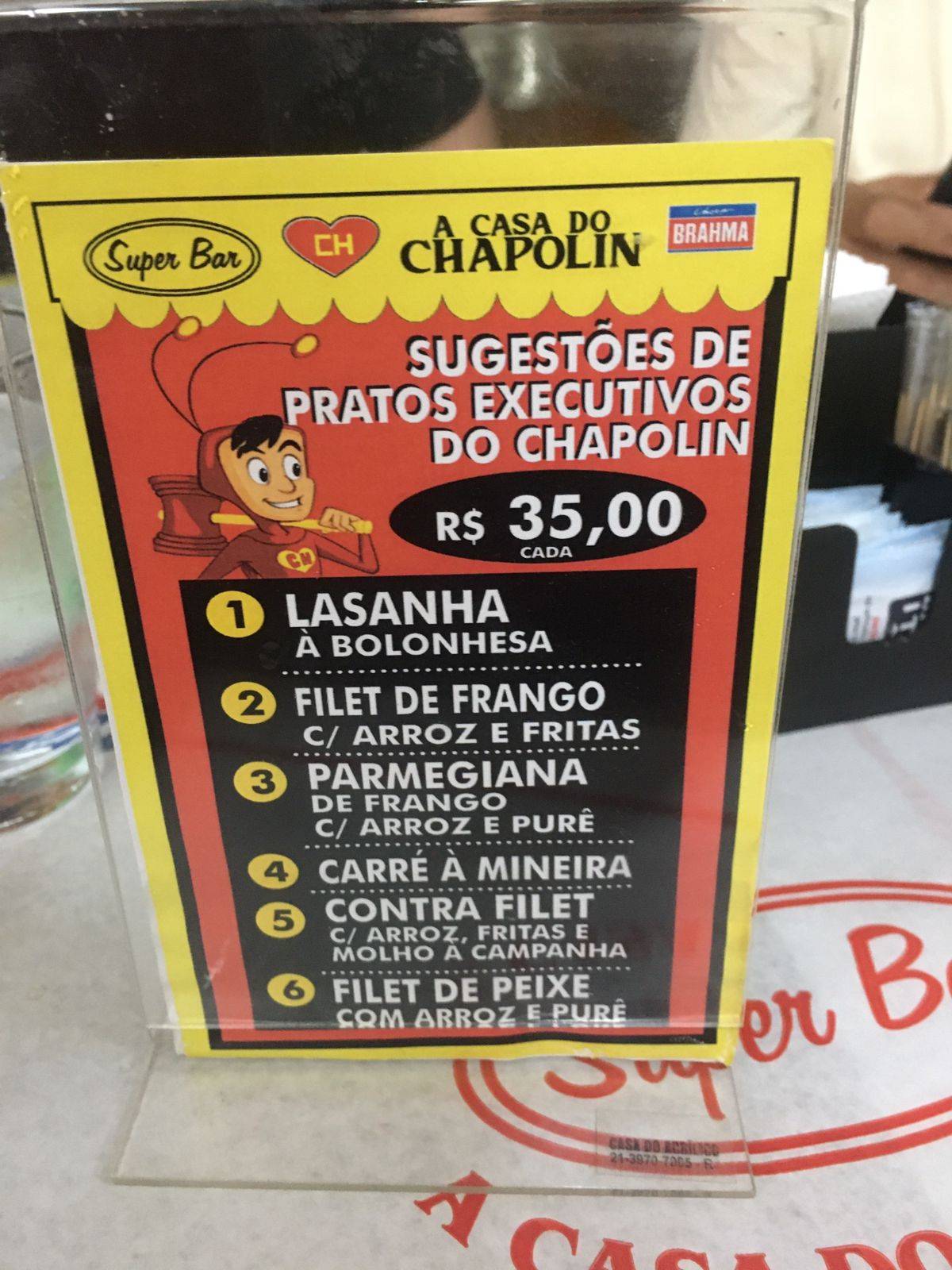 Super Bar - A Casa do Chapolin cardápio