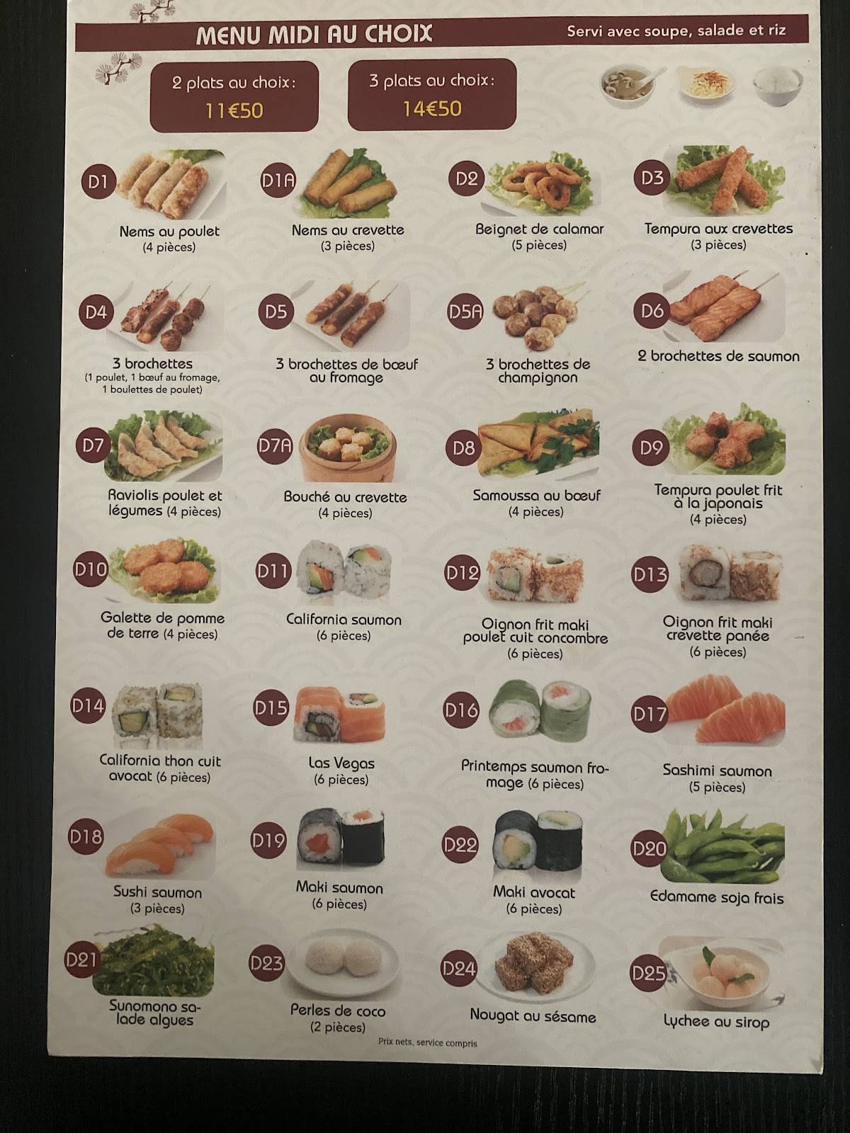 Menu de Sushi Maydo