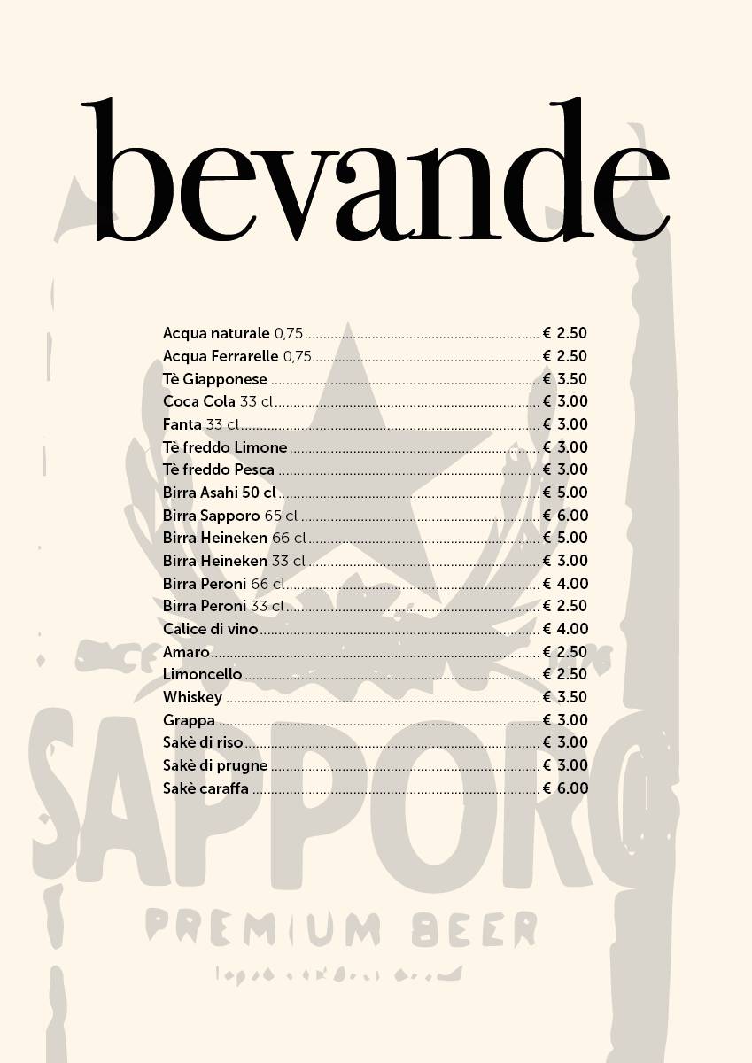 Menu di sole sushi fusion 