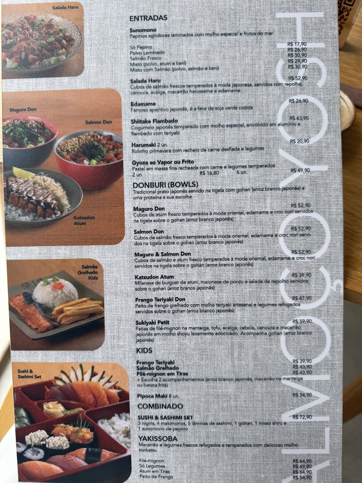 Sushi Yoshi (Parque Gourmet Shopping Recife) cardápio