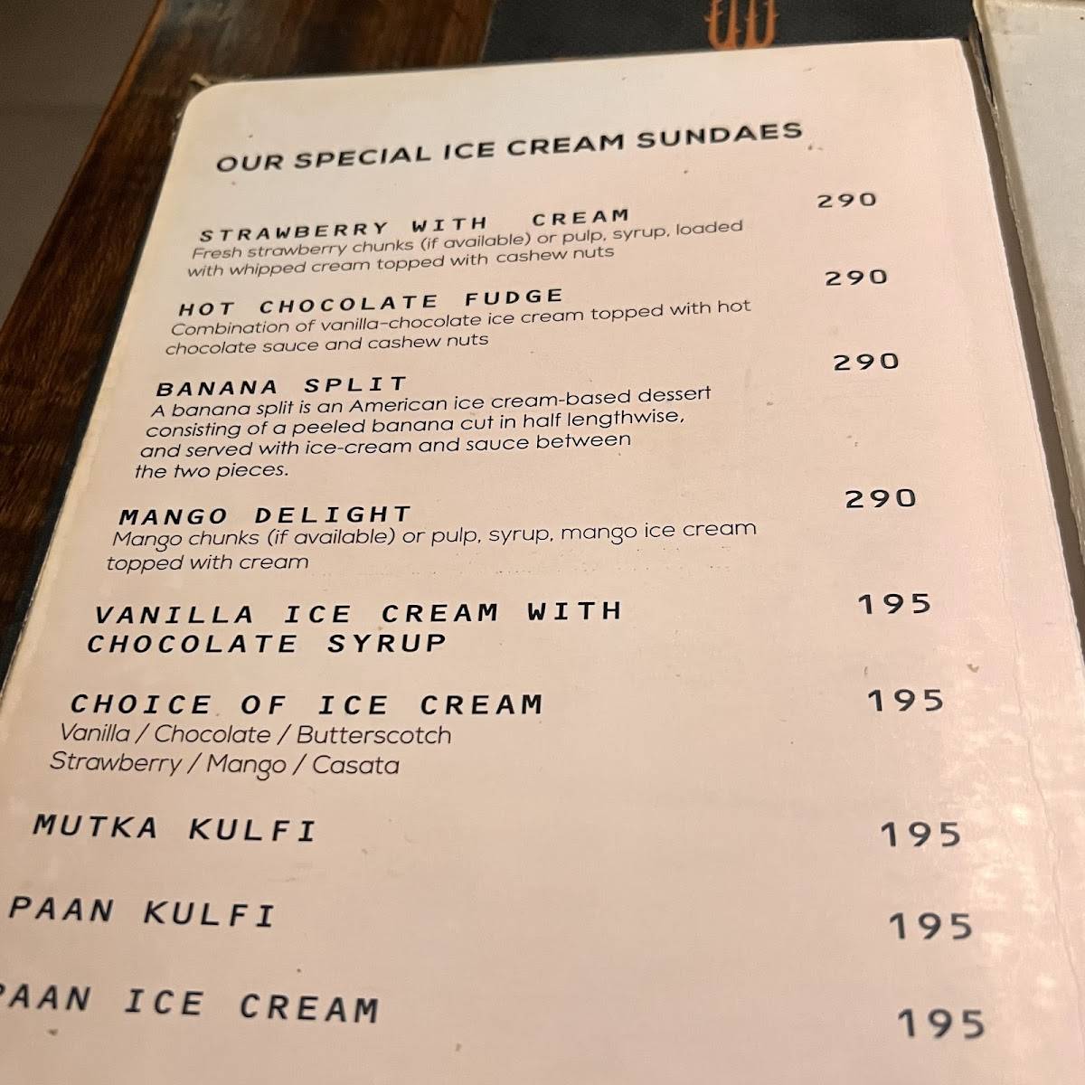 TERITREE Restaurant menu